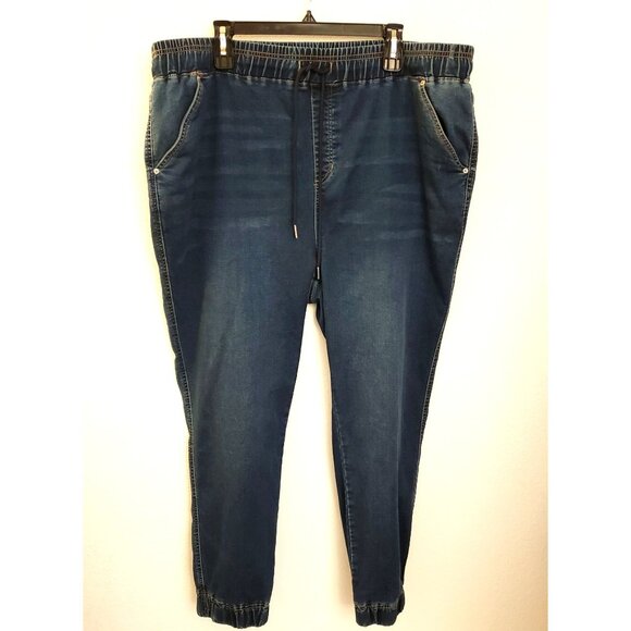Fashion Nova Cotton Blend Denim Jogger Pants with pockets 2X EUC - Picture 1 of 8
